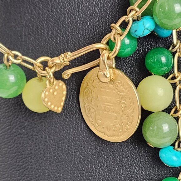Stella & Dot 'Copa' Necklace Turquoise Green Aventurine Lemon Agate Stones Boho - Picture 6 of 12